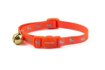 Ancol Safety Buckle Cat Collar Hi Vis Reflective Orange